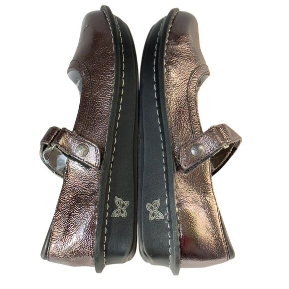 ALEGRIA Belle Women's Metallic Mary Jane Shoes Leather Adjustable Strap Size 37 - Picture 7 of 11